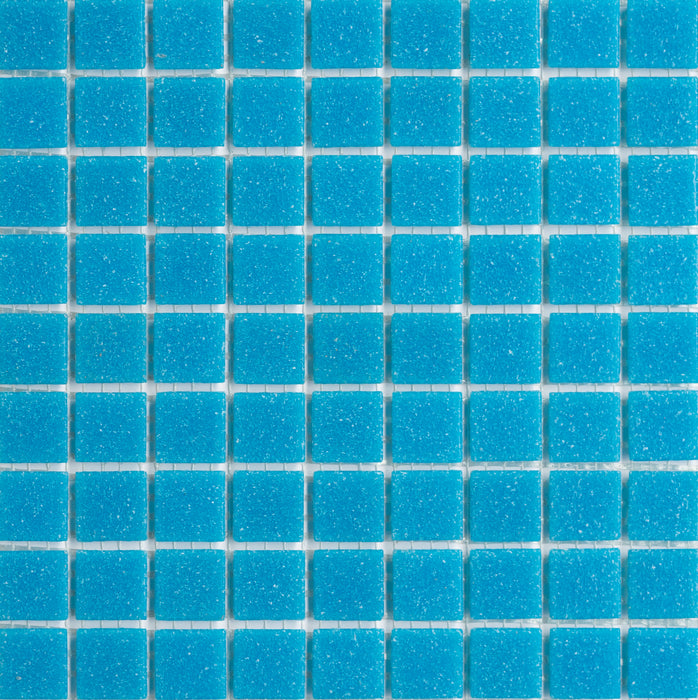 Sample of Modwalls Brio Glass Mosaic Tile | Turquoise | Blue | Colorful Modern & Midcentury glass tile for kitchens, bathrooms, backsplashes, showers, pools & outdoors.