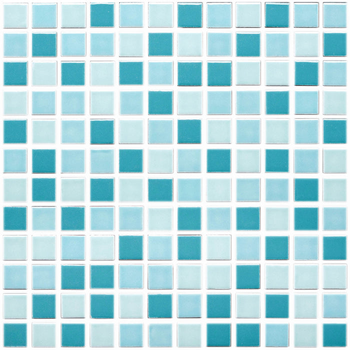 Vita Mosaic Porcelain Tile | Teal Tone Blend | Gloss
