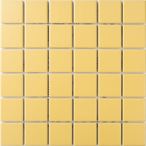 Modwalls ColorBlock 2 Porcelain Tile | Warm Sand | Yellow | Colorful Modern & Midcentury tile for bathrooms, kitchens, backsplashes, showers, floors, pools & outdoors.