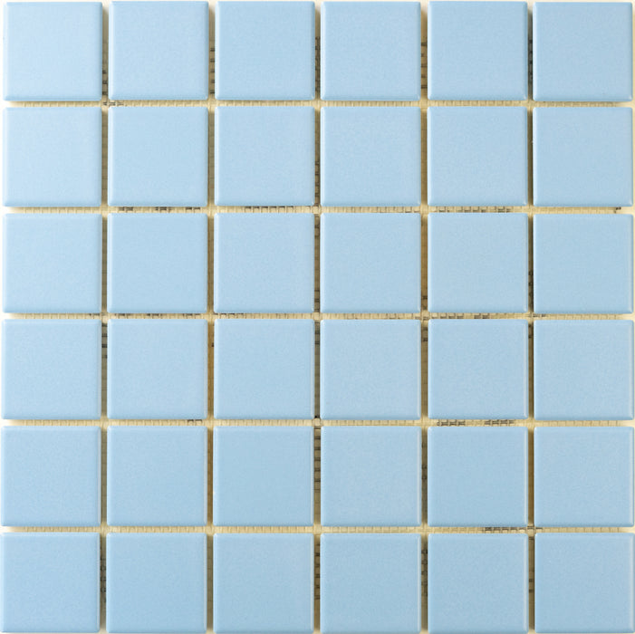 Sample of Modwalls ColorBlock 2 Porcelain Tile | Wellspring | Blue | Colorful Modern & Midcentury tile for bathrooms, kitchens, backsplashes, showers, floors, pools & outdoors