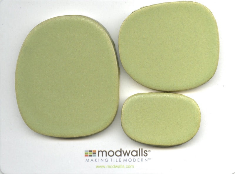 Sample of Modwalls Rex Ray Studio Rox Ceramic Tile | Martian | Green | Colorful Modern & Midcentury tile for interior walls, bathrooms, kitchens, backsplashes, and showers.