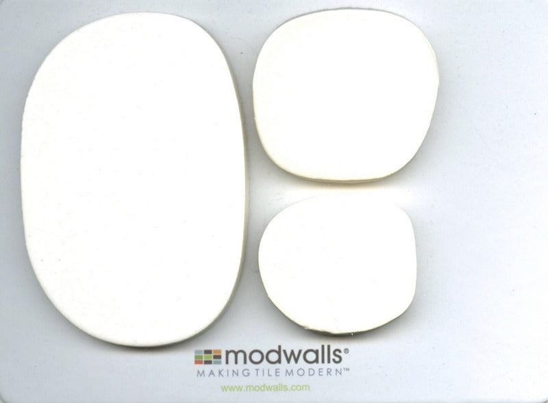 Sample of Modwalls Rex Ray Studio Rox Ceramic Tile | Lunar | White | Colorful Modern & Midcentury tile for interior walls, bathrooms, kitchens, backsplashes, and showers.