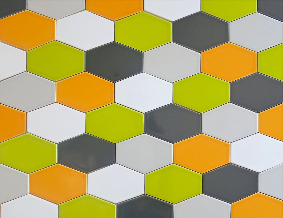 Modwalls Kiln Ceramic Stretch Hex Tile | 103 Colors | Modern tile for backsplashes, kitchens, bathrooms and showers