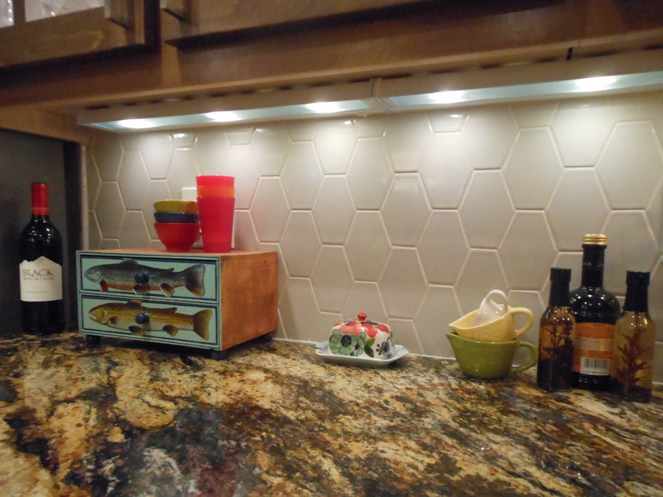 Modwalls Kiln Handmade Ceramic Tile | Stretch Hex | Colorful Modern tile for backsplashes, kitchens, bathrooms, showers & feature areas.