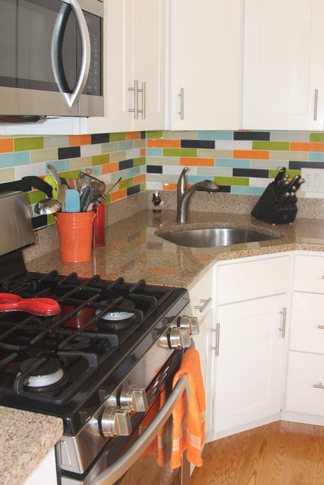 Modwalls Kiln Handmade Ceramic Tile | 2x8 | Colorful Modern tile for backsplashes, kitchens, bathrooms, showers & feature areas.