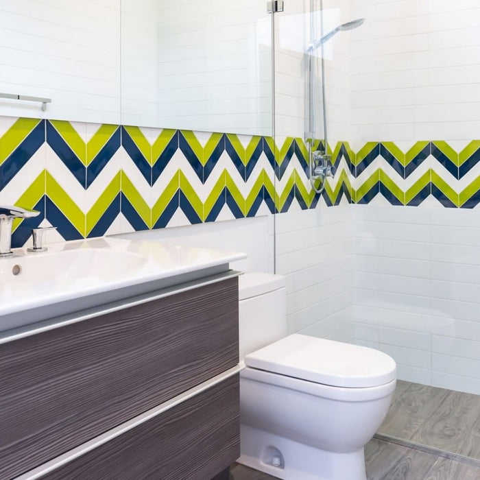 Modwalls Kiln Handmade Ceramic Tile | Chevron| Colorful Modern tile for backsplashes, kitchens, bathrooms, showers & feature areas. 