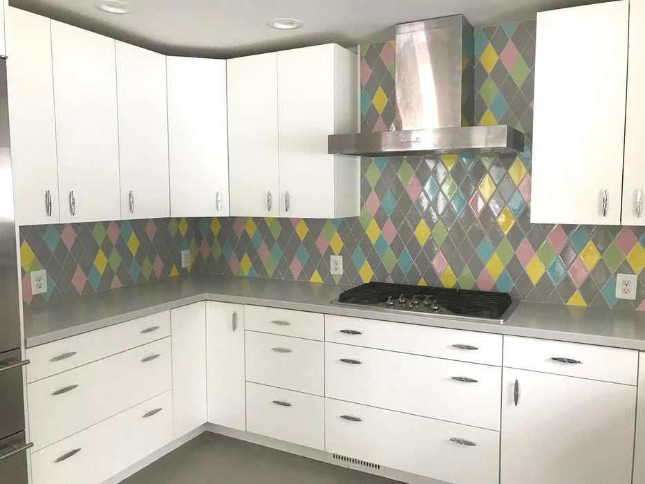 Modwalls Kiln Handmade Ceramic Tile | Diamond | Colorful Modern tile for backsplashes, kitchens, bathrooms, showers & feature areas.