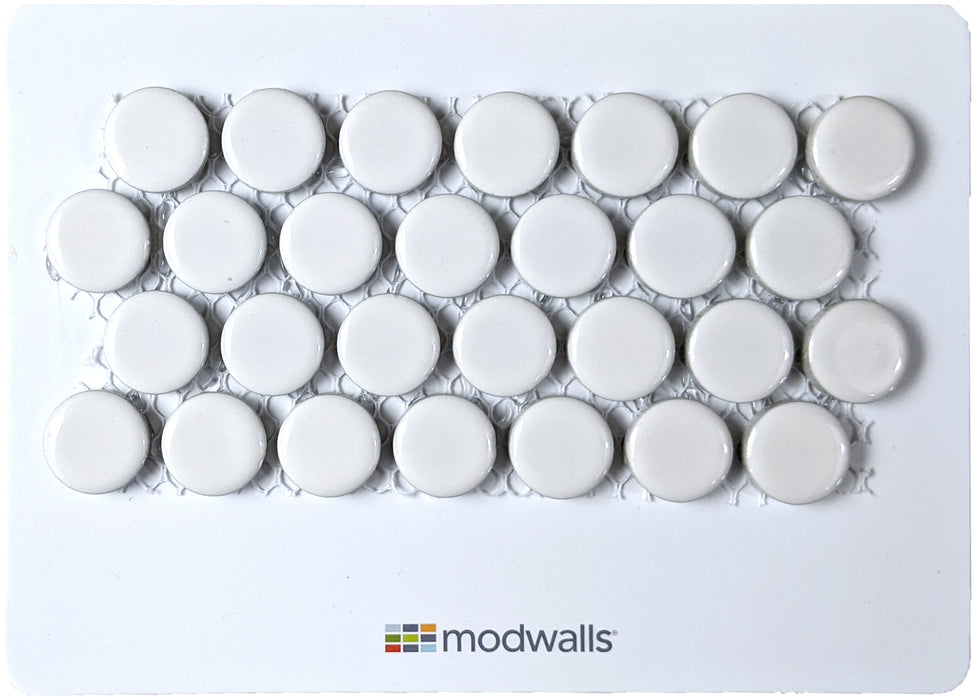 Sample Moddotz Porcelain Penny Round Tile | Marshmallow - Modwalls