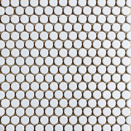 Modwalls ModDotz Porcelain Penny Round Tile | Marshmallow | Modern tile for backsplashes, kitchens, bathrooms, showers, pools, outdoor and floors