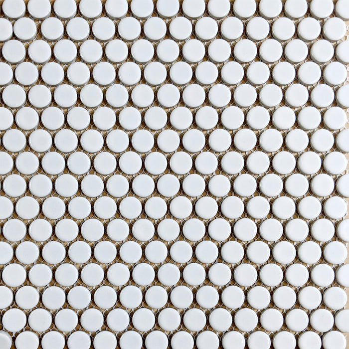 Modwalls ModDotz Porcelain Penny Round Tile | Marshmallow | Modern tile for backsplashes, kitchens, bathrooms, showers, pools, outdoor and floors