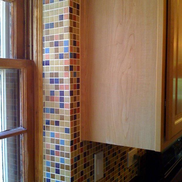 Modwalls Brio Custom Glass Mosaic Tile | Custom Blend | Pictured on a kitchen backsplash | Colorful Modern & Midcentury glass tile for kitchens, bathrooms, backsplashes, showers, pools & outdoors.