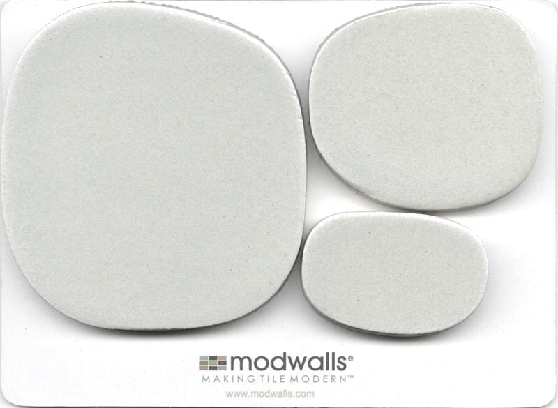 Sample of Modwalls Rex Ray Studio Rox Ceramic Tile | Alloy | Gray | Colorful Modern & Midcentury tile for interior walls, bathrooms, kitchens, backsplashes, and showers.