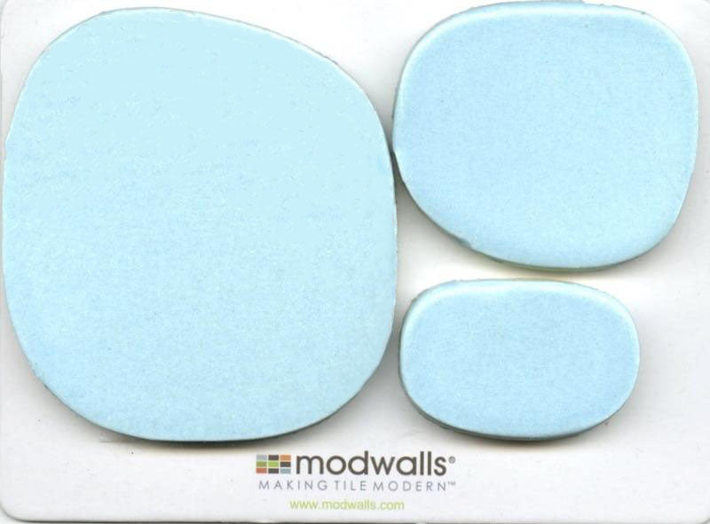 Sample of Modwalls Rex Ray Studio Rox Ceramic Tile | Comet | Blue | Colorful Modern & Midcentury tile for interior walls, bathrooms, kitchens, backsplashes, and showers.