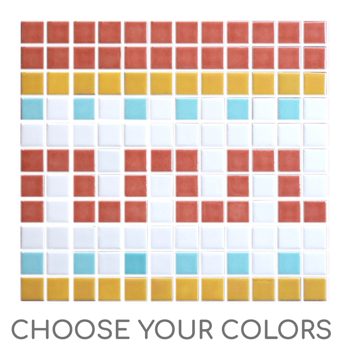 Vita Porcelain Mosaic Tile | Custom Pattern Border Curio