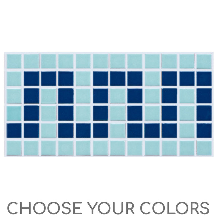 Sample of Vita Porcelain Mosaic Tile | Custom Pool Waterline Pattern Cascade