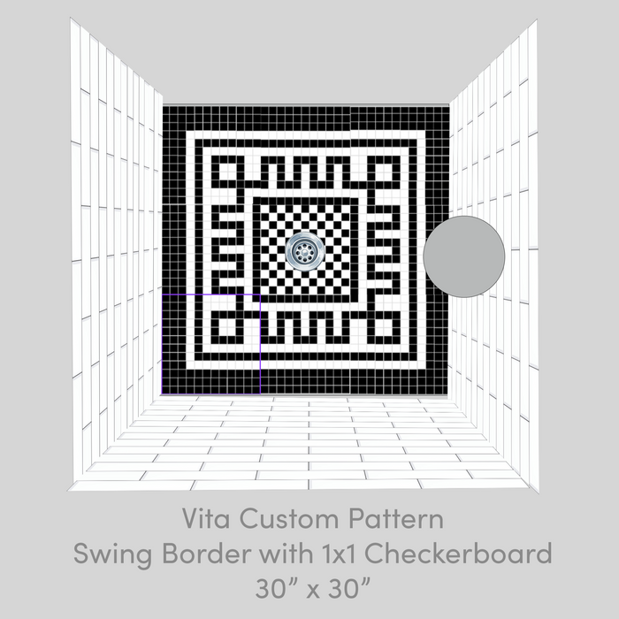 Vita Porcelain Mosaic Tile | Custom Pattern Border Swing Corner