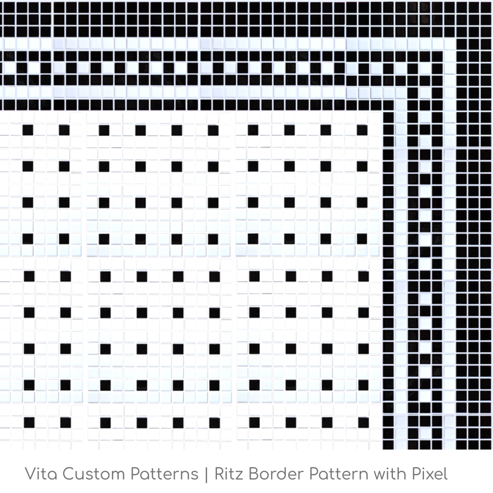 Vita Porcelain Mosaic Tile | Custom Pattern Border Ritz Corner