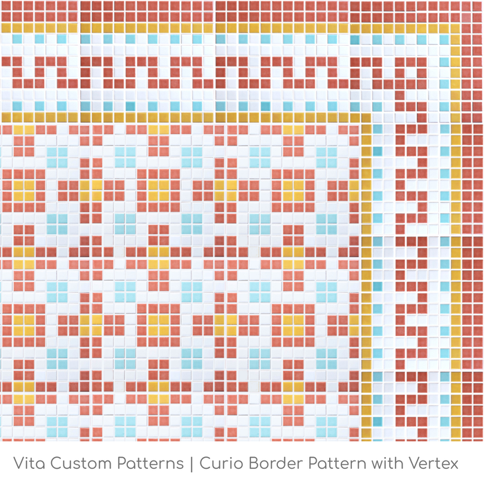 Vita Porcelain Mosaic Tile | Custom Pattern Border Curio Corner