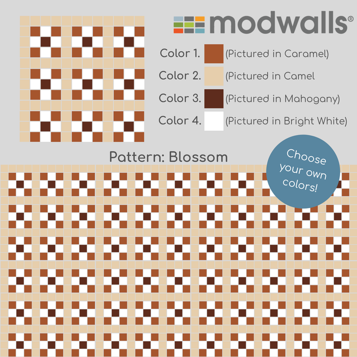 Sample of Vita Porcelain Mosaic Tile | Custom Pattern Blossom