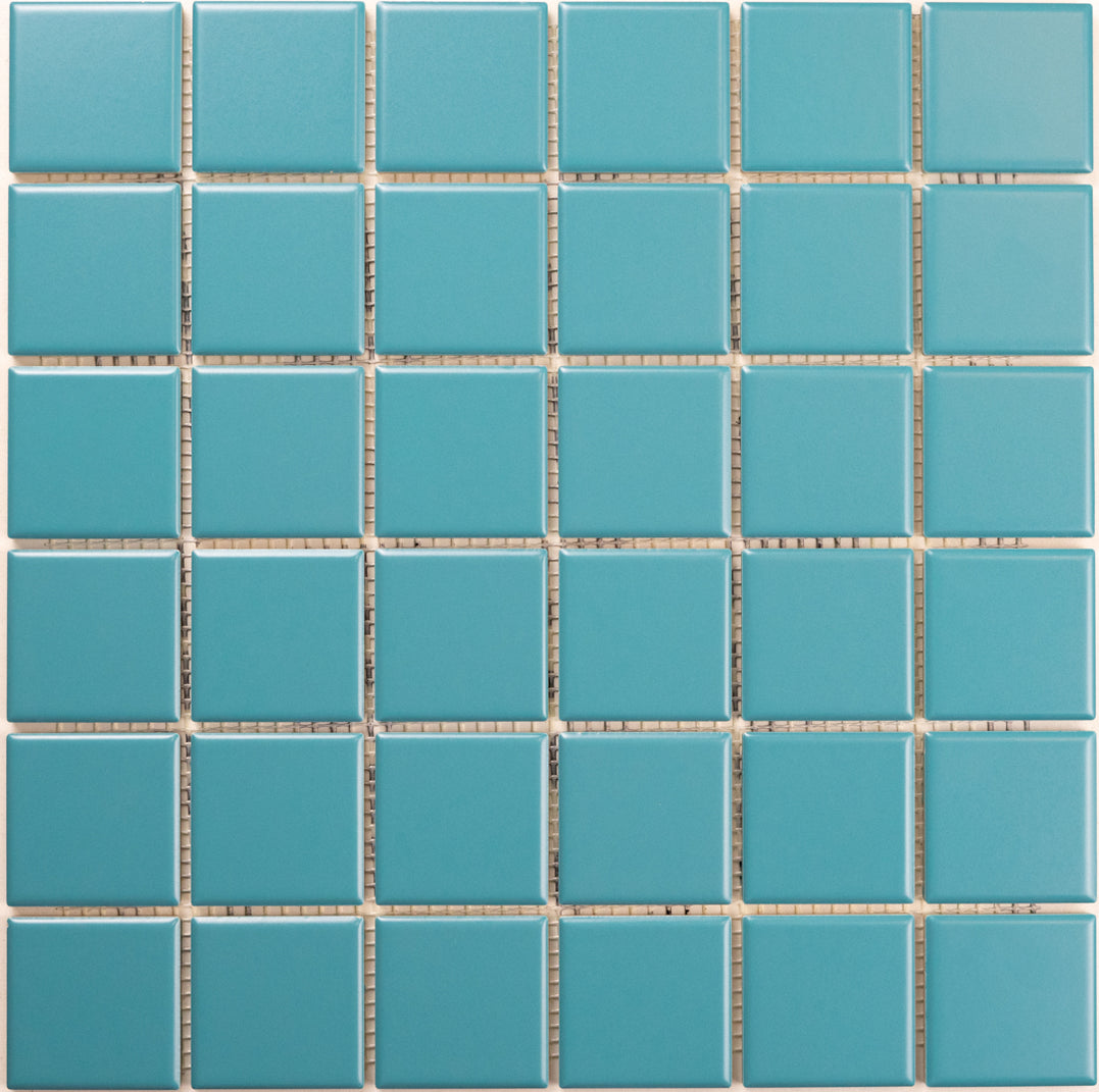 Sample of ColorBlock 2 Porcelain Tile | Aruba | Teal Wall and Pool Tile ...