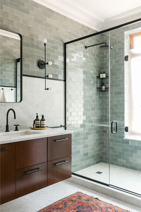 Modwalls Basis Handmade Ceramic Tile | 3x6 in Tropic Rain | Modern tile for backsplashes, kitchens, bathrooms, showers & feature areas. 