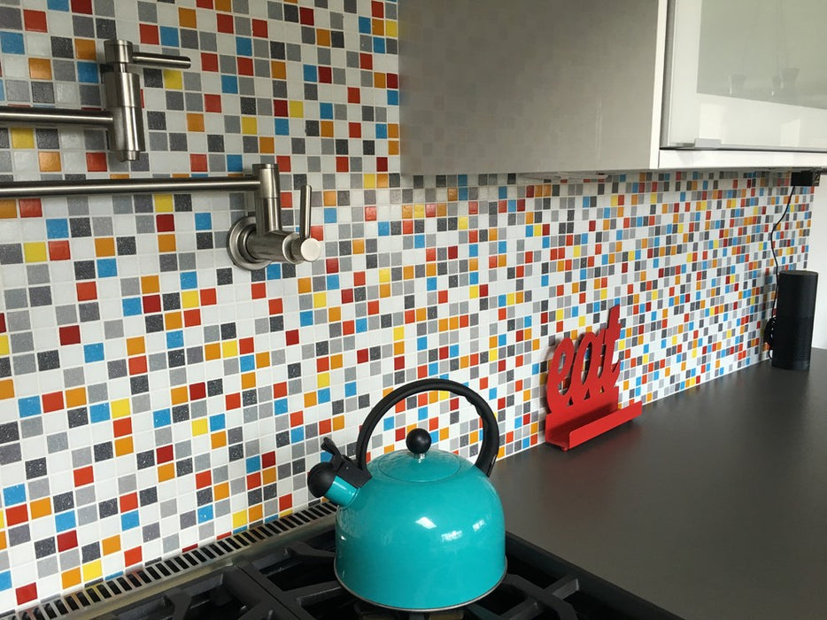 Modwalls Brio Glass Mosaic Tile | Austin Blend | colorful mosaic tile for kitchen, backsplash, shower, bathroom, floors and pools.