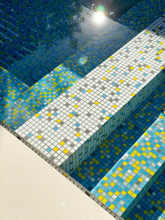 Modwalls Brio Glass Mosaic Tile | Custom Blend | Colorful Modern & Midcentury glass tile for kitchens, bathrooms, backsplashes, showers, floors, pools & outdoors. 