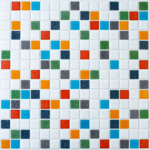 Modwalls Brio Glass Mosaic Tile | Logo | Colorful Modern & Midcentury glass tile for kitchens, bathrooms, backsplashes, showers, floors, pools & outdoors. 