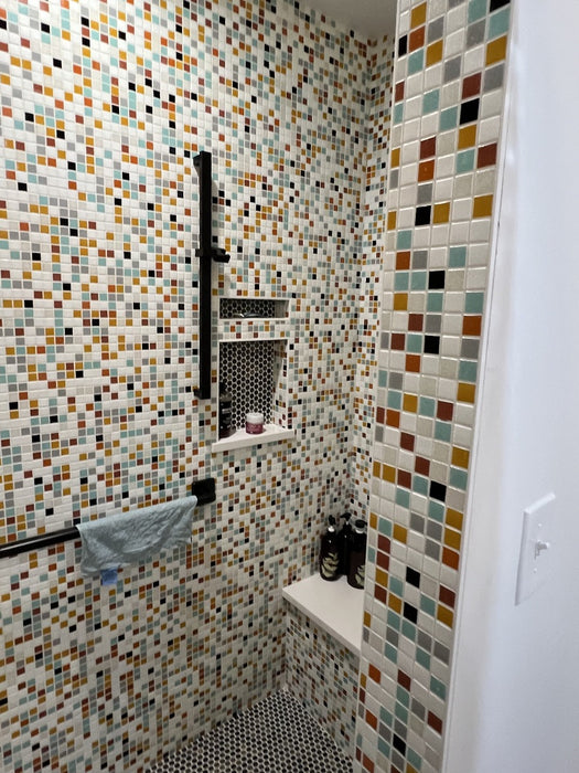 Modwalls Brio Glass Mosaic Tile | Scottsdale Blend | Colorful Modern & Midcentury glass tile for kitchens, bathrooms, backsplashes, showers, floors, pools & outdoors. 