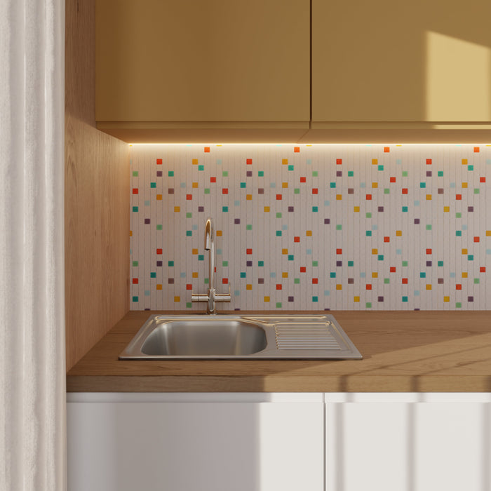 Modwalls Brio Glass Mosaic Tile | Palm Springs Blend | Colorful Modern & Midcentury glass tile for kitchens, bathrooms, backsplashes, showers, floors, pools & outdoors. 