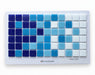 Modwalls Brio Glass Mosaic Gradient Tile Sample | Pacific Gradient | Dark blue to white gradient | Tile is photographed mounted onto a white board |  Colorful Modern & Midcentury glass tile for kitchens, bathrooms, backsplashes, showers, pools & outdoors.