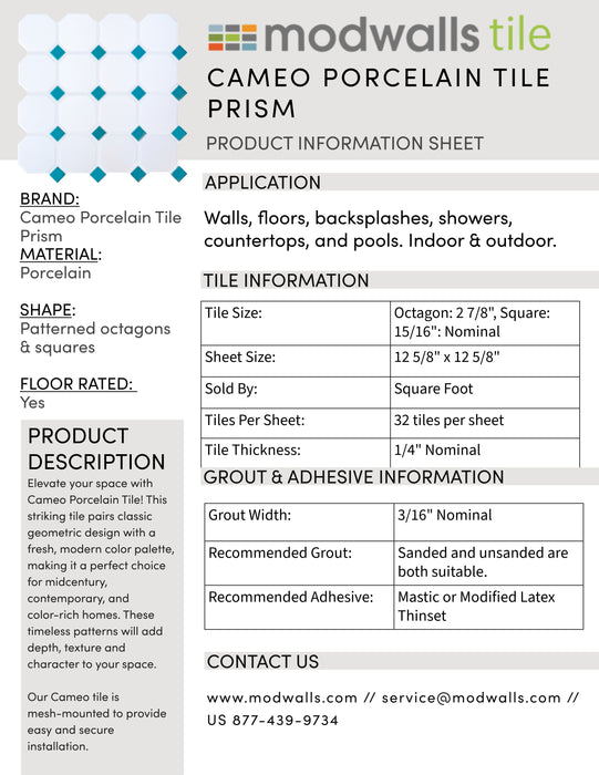 Cameo Porcelain Tile | Prism Pattern | Seaside