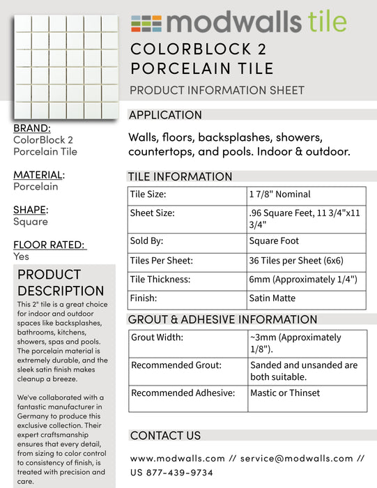 ColorBlock 2 Porcelain Tile | Blue Jay