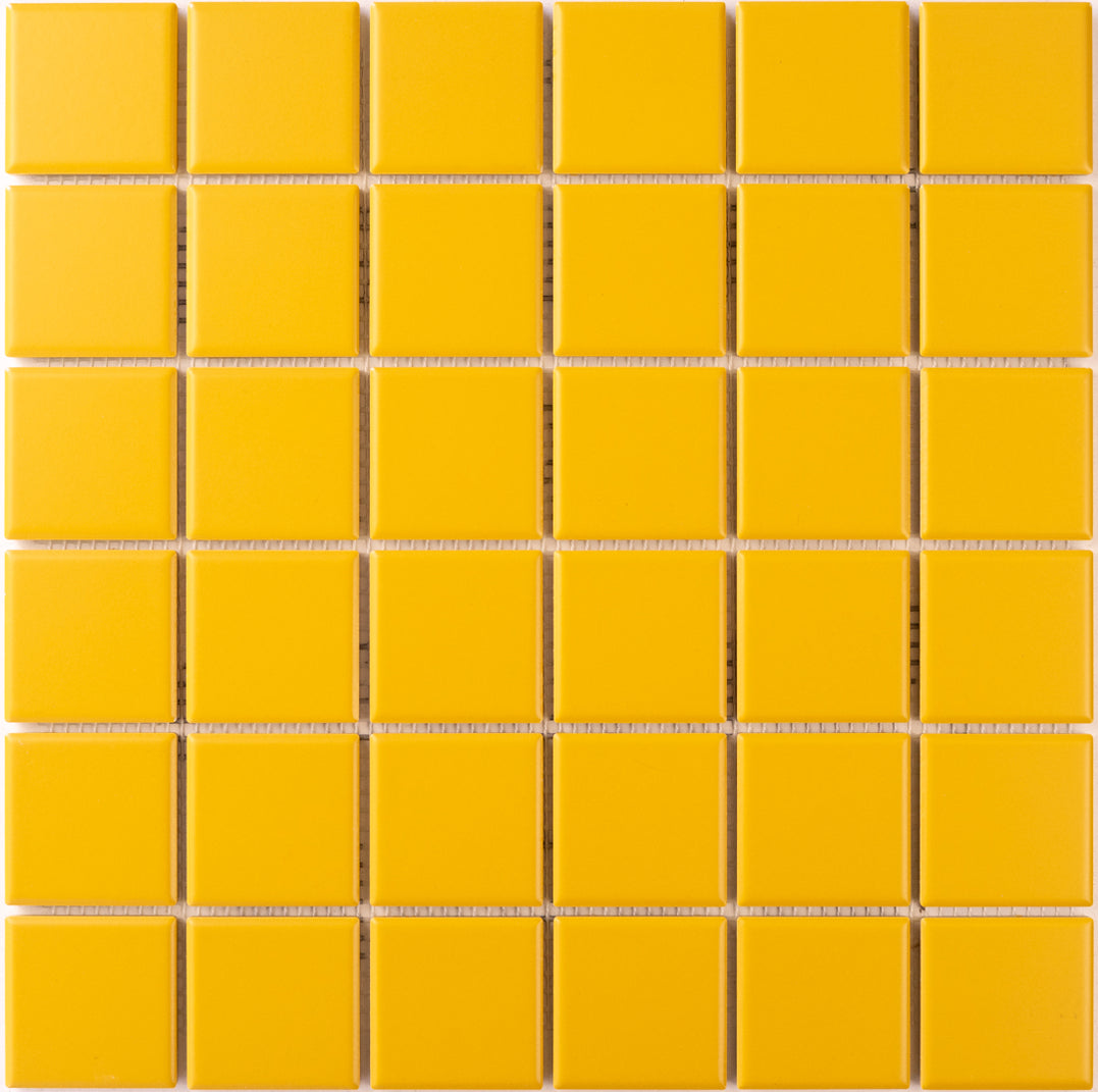 Sample of ColorBlock 2 Porcelain Tile | Corduroy | Yellow Tile — Modwalls