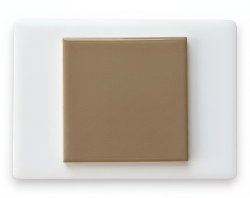 Modwalls Element Porcelain Tile Sample | Camel |Pictured mounted on white board | 4x4 gloss | Colorful modern tile suitable for indoor, outdoor, floor, wall, wet or dry. This tile is perfect for backsplashes, kitchens, bathrooms, showers, feature areas and commercial projects.