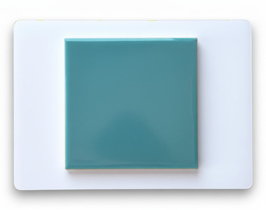 Modwalls Element Porcelain Tile Sample | Maui Blue | Pictured mounted on white board | 4x4 gloss | Colorful modern tile suitable for indoor, outdoor, floor, wall, wet or dry. This tile is perfect for backsplashes, kitchens, bathrooms, showers, feature areas and commercial projects.