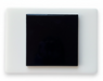 Modwalls Element Porcelain Tile Sample | Midnight Black |Pictured mounted on white board | 4x4 gloss | Colorful modern tile suitable for indoor, outdoor, floor, wall, wet or dry. This tile is perfect for backsplashes, kitchens, bathrooms, showers, feature areas and commercial projects.