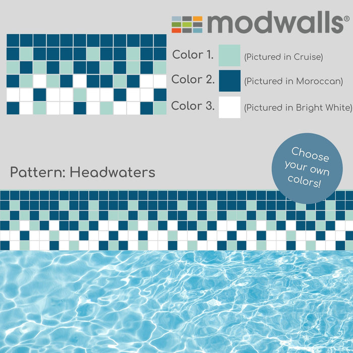Vita Porcelain Mosaic Tile | Custom Pool Waterline Pattern Headwaters