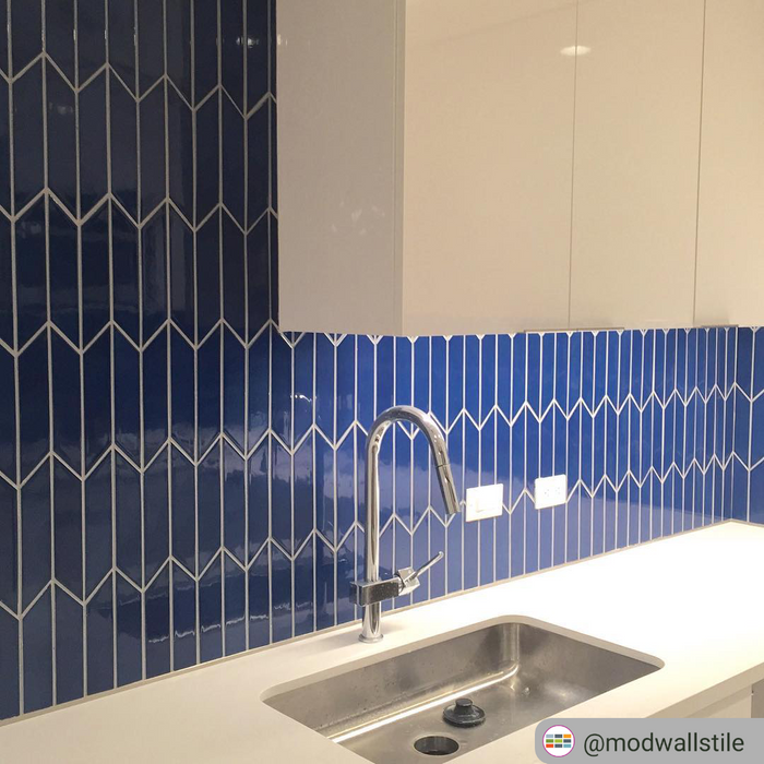 Modwalls Kiln Handmade Ceramic Tile | Chevron| Colorful Modern tile for backsplashes, kitchens, bathrooms, showers & feature areas. 
