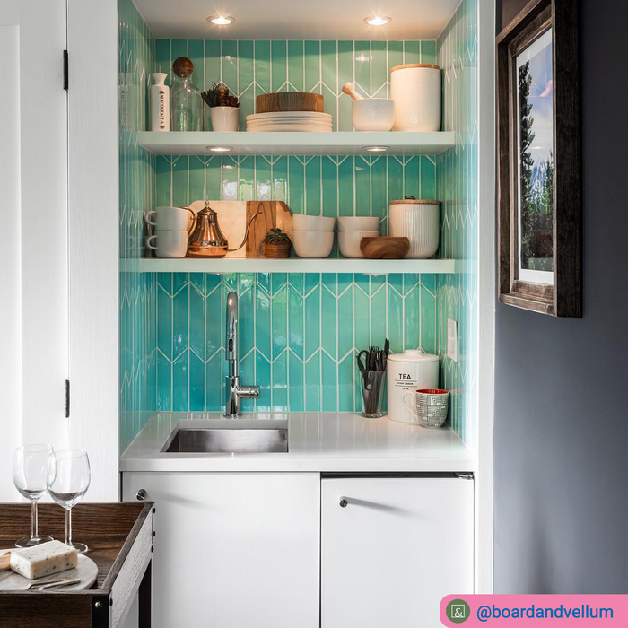 Modwalls Kiln Handmade Ceramic Tile | Chevron | Colorful Modern tile for backsplashes, kitchens, bathrooms, showers & feature areas. 