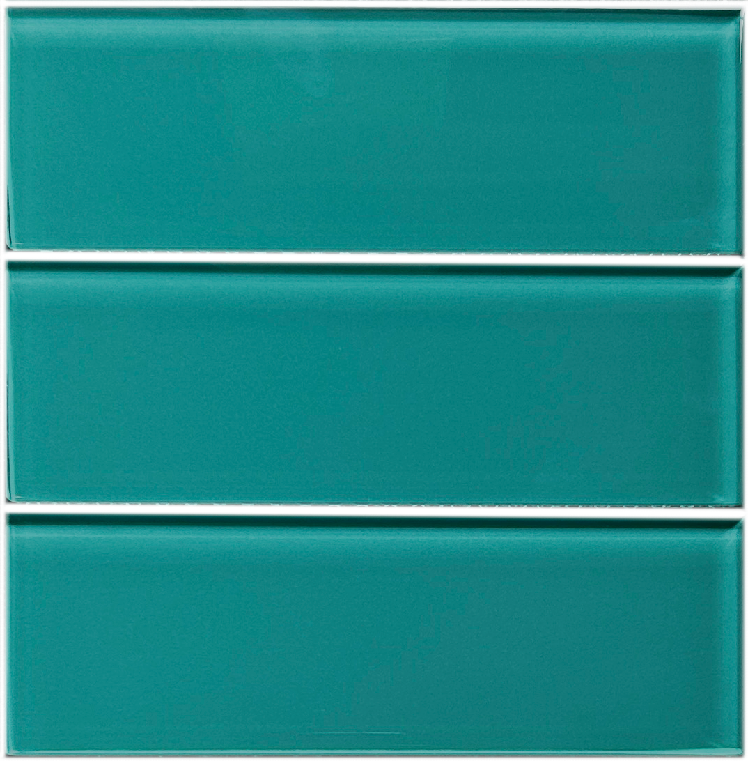 Modwalls Lush Peacock Glass Subway Tile | 3x9 Tile | Teal Blue