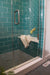 Modwalls Lush Glass Subway Tile | 3x6 in Peacock| Colorful Modern glass tile for bathrooms, showers, kitchen, backsplashes, pools & outdoors. 