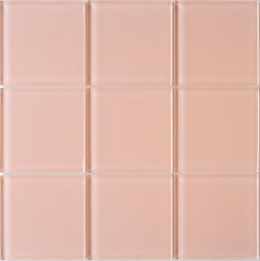 Modwalls Lush Glass Subway Tile | 4x4 in afterglow pink| Colorful Modern glass tile for bathrooms, showers, kitchen, backsplashes, pools & outdoors. 
