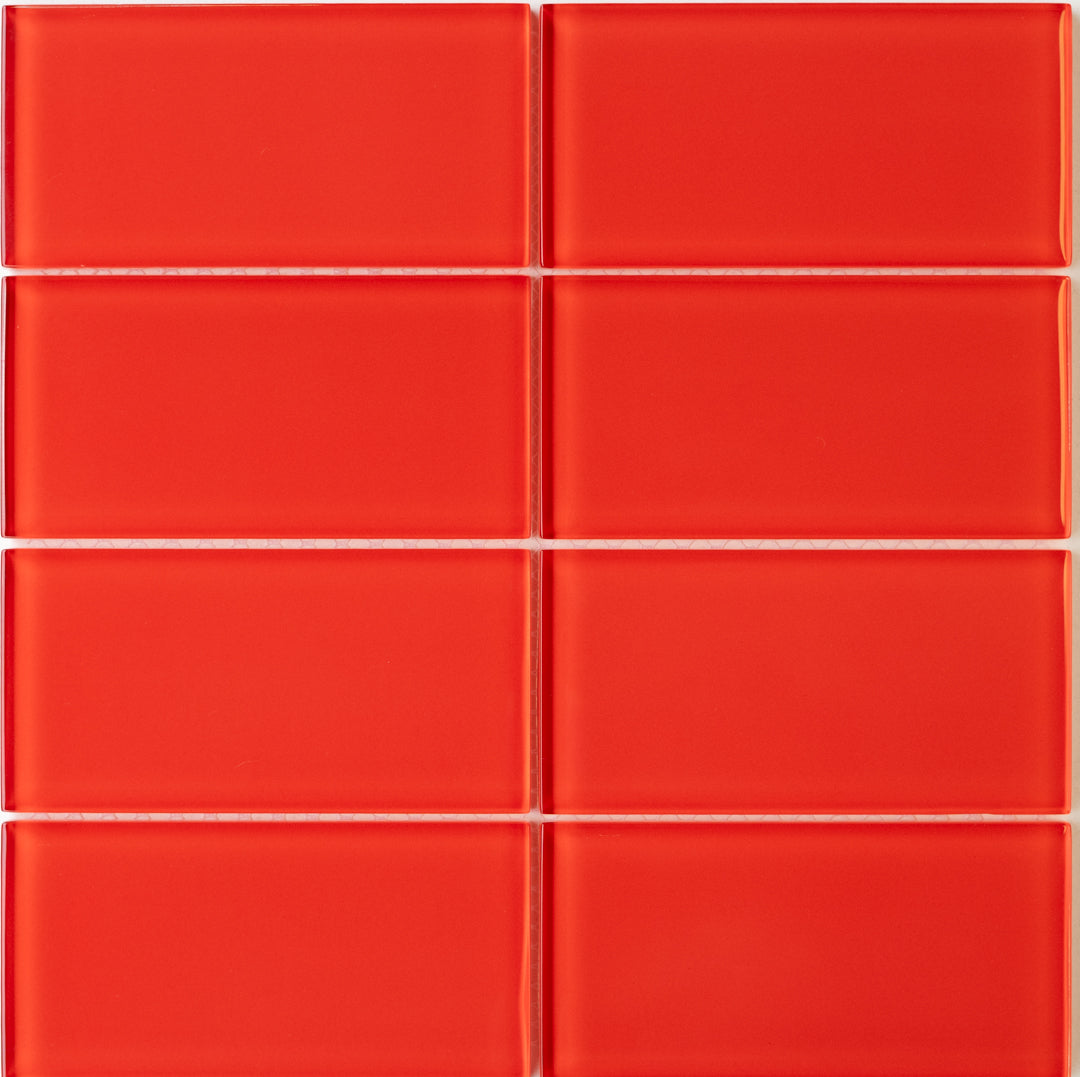 Red Lush Glass Subway Tile