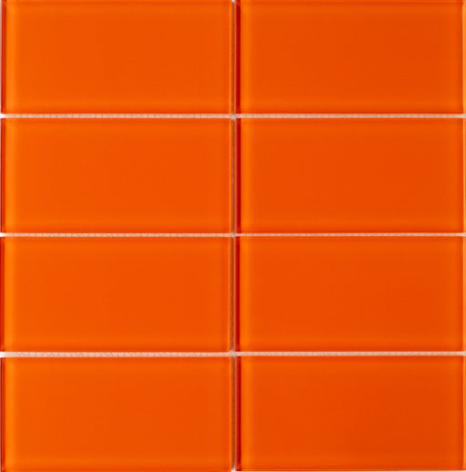 Modwalls Lush Glass Subway Tile | 3x6 Poppy | Colorful Modern glass tile for bathrooms, showers, kitchen, backsplashes, pools & outdoors. 