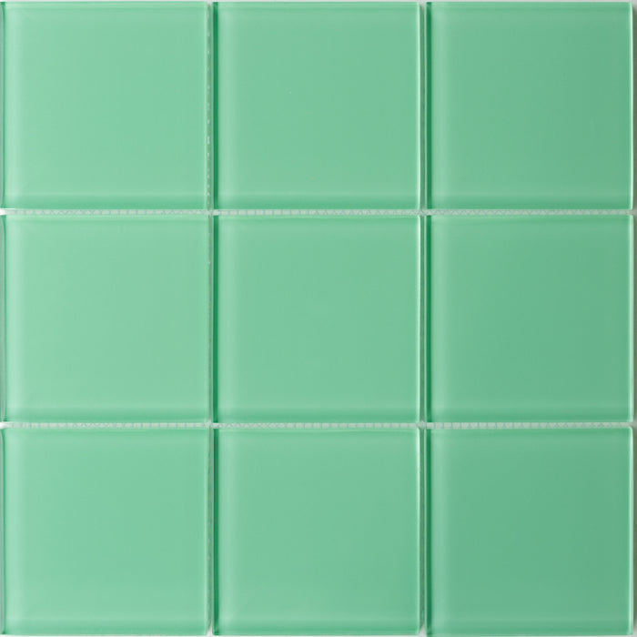 Modwalls Lush Glass Subway Tile | 4x4 Poppy | Colorful Modern glass tile for bathrooms, showers, kitchen, backsplashes, pools & outdoors. 