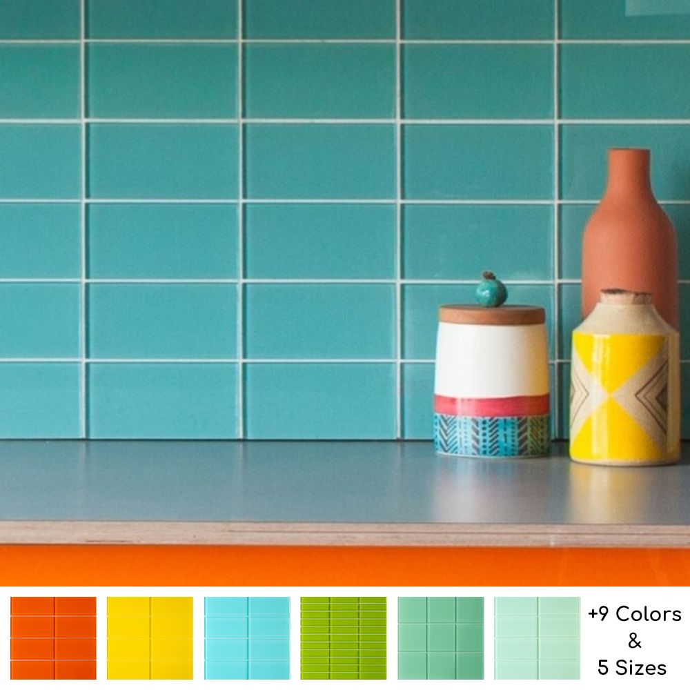 Modwalls Lush Glass Subway Tile | 3x6 in Breaker| Colorful Modern glass tile for bathrooms, showers, kitchen, backsplashes, pools & outdoors. 