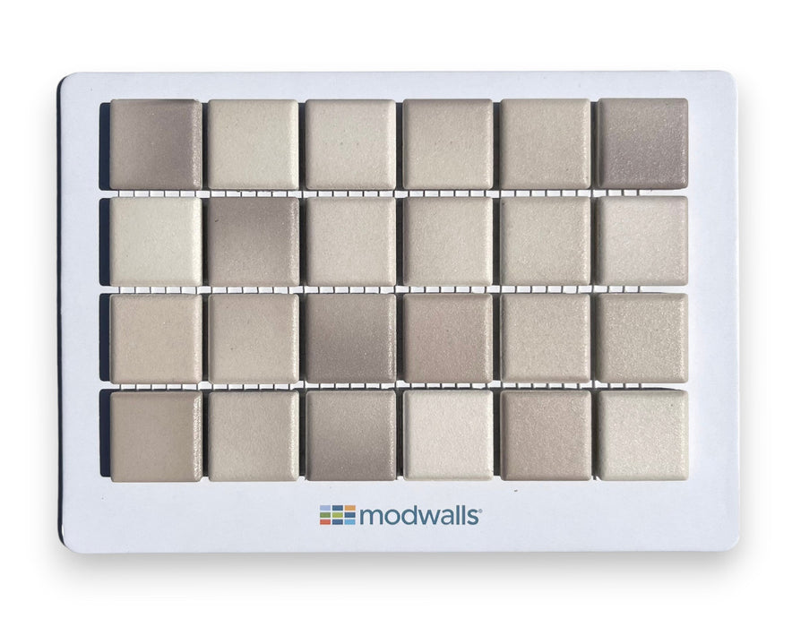 Modwalls Mediterranean Mosaic Porcelain Tile Sample | Alexandria Blend Matte | Off-white and tan |  Colorful Modern & Midcentury tile for bathrooms, kitchens, backsplashes, showers, floors, pools & outdoors.