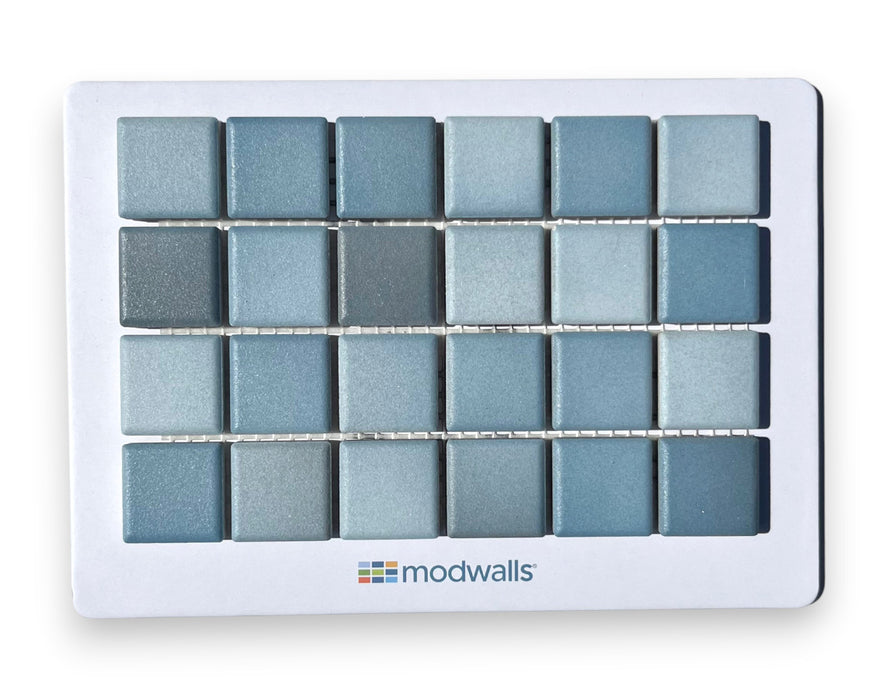 Modwalls Mediterranean Mosaic Porcelain Tile Sample | Barcelona Blend Matte | Blue |  Colorful Modern & Midcentury tile for bathrooms, kitchens, backsplashes, showers, floors, pools & outdoors. 