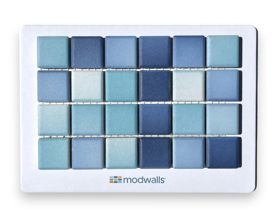 Modwalls Mediterranean Mosaic Porcelain Tile Sample | Cannes Blend Matte | Blues |  Colorful Modern & Midcentury tile for bathrooms, kitchens, backsplashes, showers, floors, pools & outdoors.